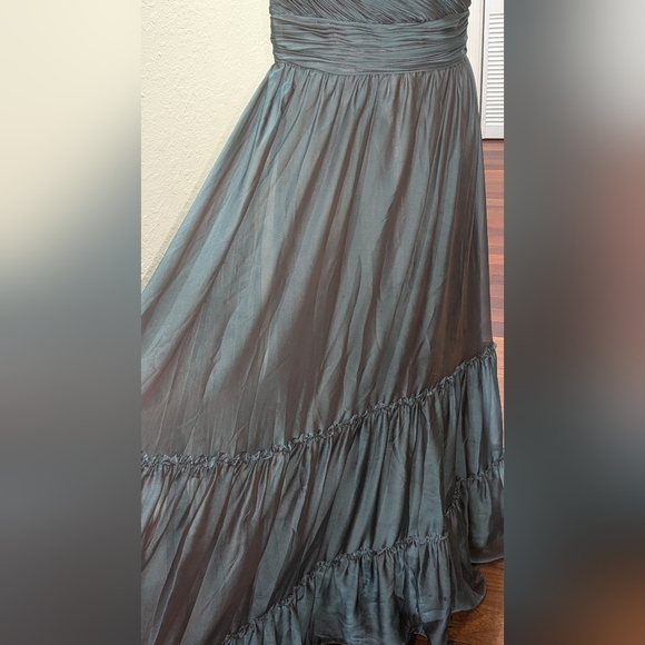 NWT Mac Duggal Organza One-Shoulder Pleated Gown Maxi Dress Fusion Blue US 10 - Picture 5 of 10